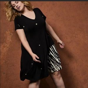 Torrid Super soft Black Tie-Dye trapeze Dress